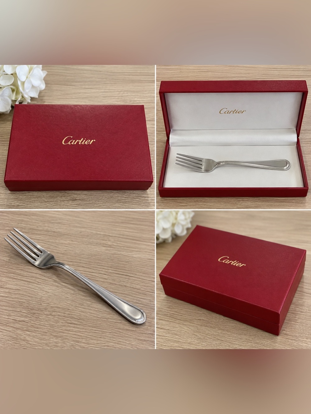 Cartier Red Gift Box with Silver Fork – Luxury Presentation Box